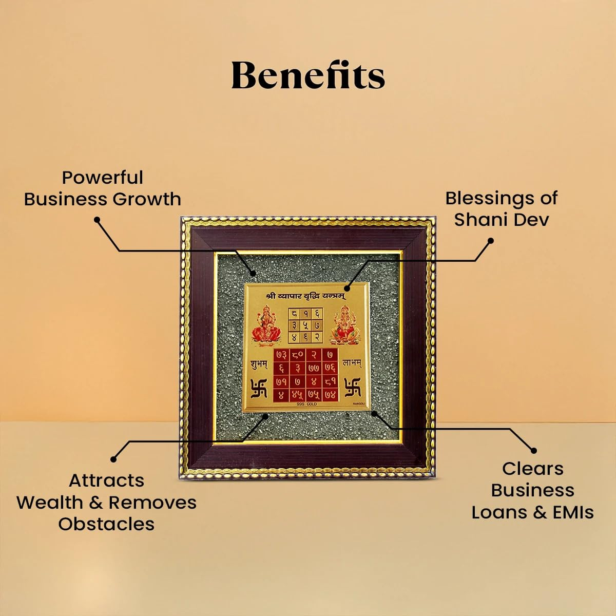 Vyapar Vriddhi Yantra on Raw Pyrite Frame