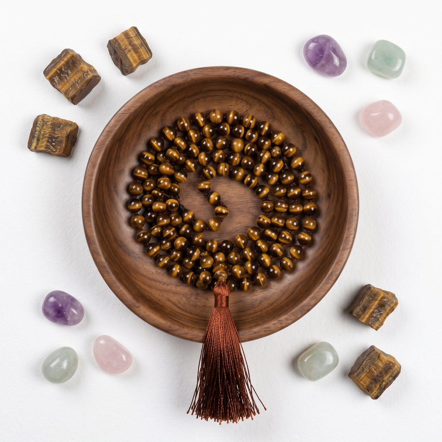 Tiger Eye Japa Mala (108 Beads) – Protection & Courage
