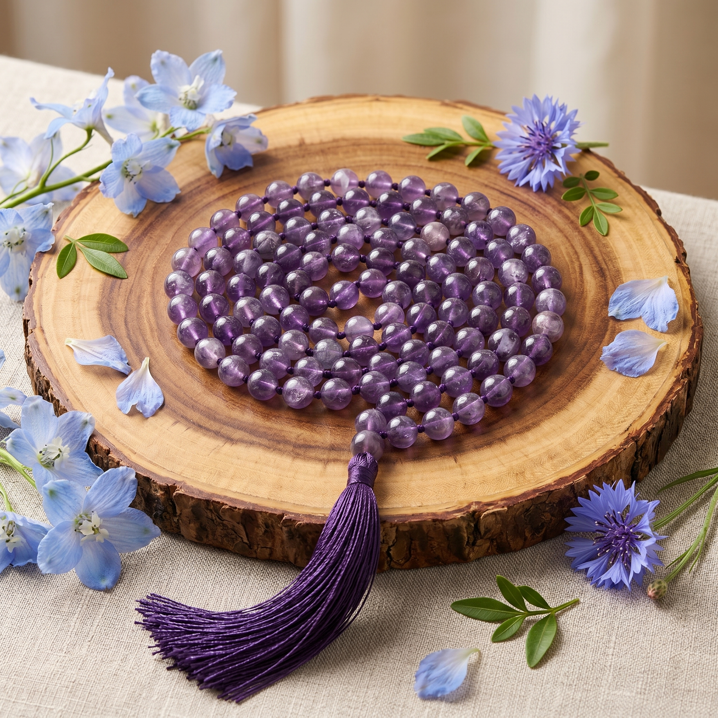Amethyst Japa Mala (108 Beads) – Calm & Spiritual Growth