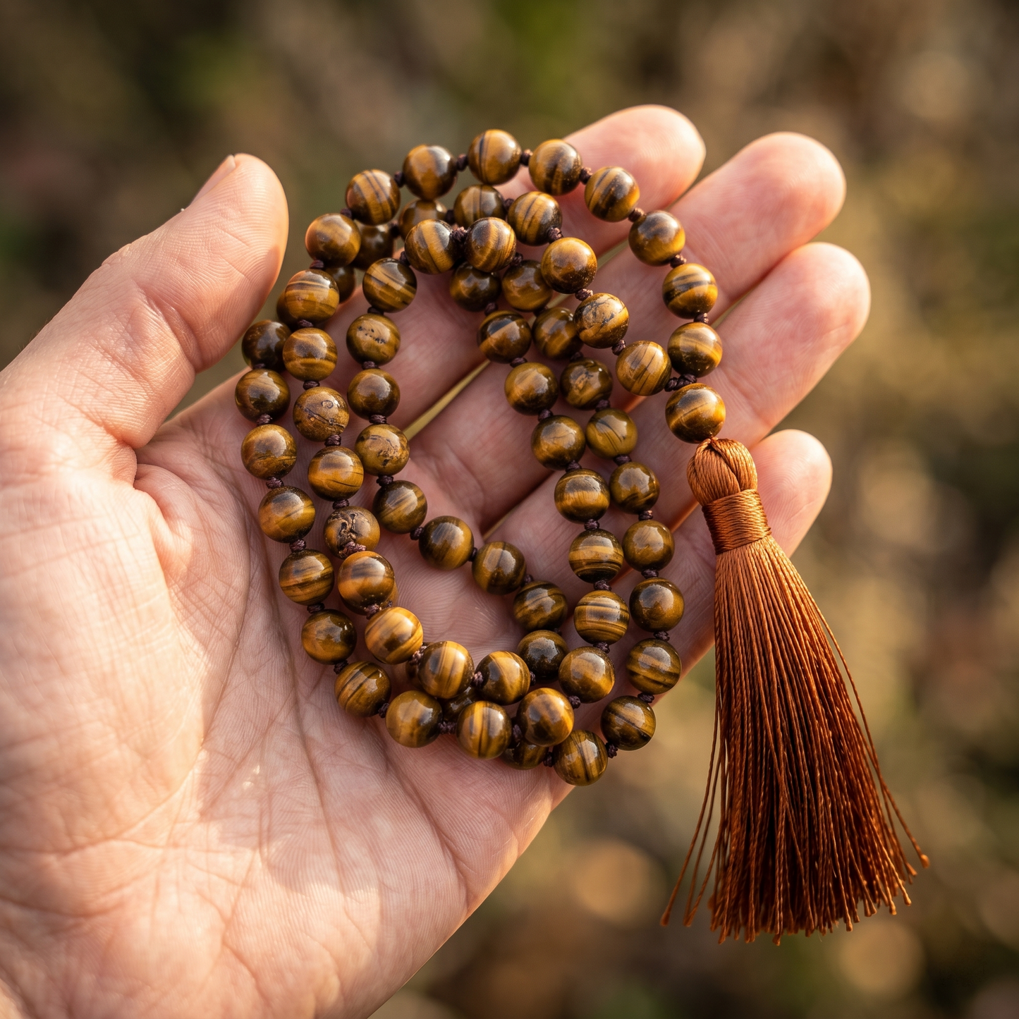 Tiger Eye Japa Mala (108 Beads) – Protection & Courage