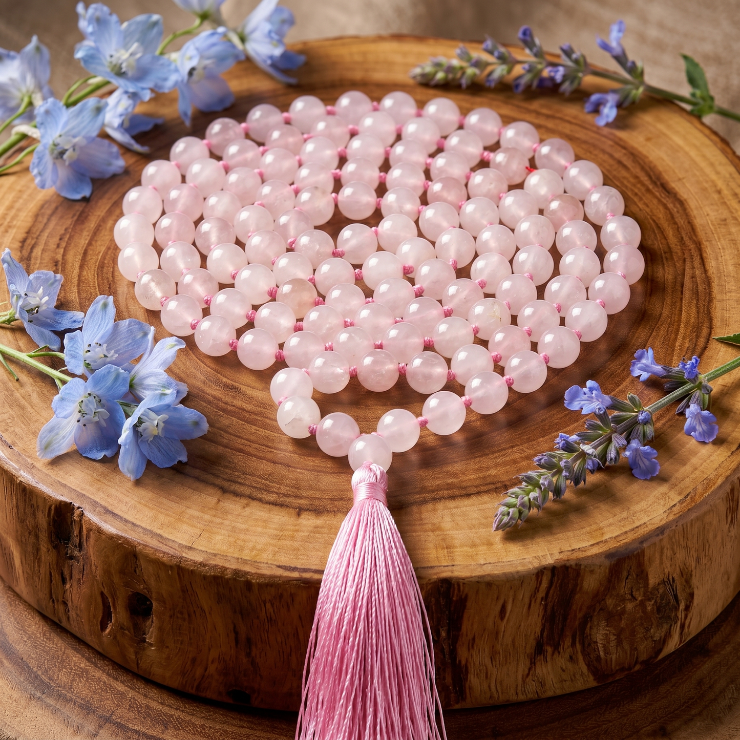 Rose Quartz Japa Mala (108 Beads) – Love & Emotional Healing
