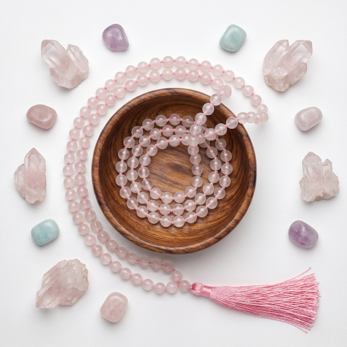 Rose Quartz Japa Mala (108 Beads) – Love & Emotional Healing