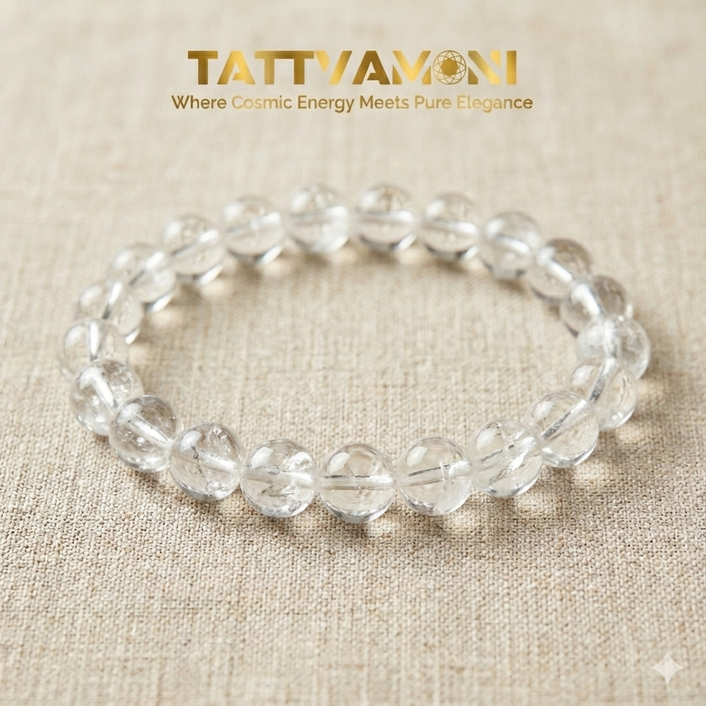 TattvaMani Spathik Clear Quartz Natural Stone Bracelet