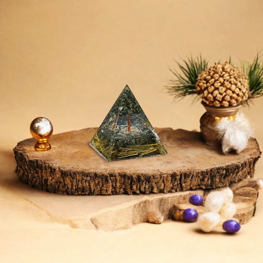 Pyrite Golden Spirals Orgone Crystal Pyramid